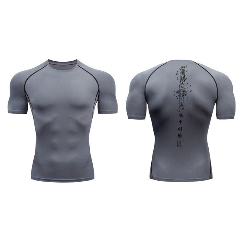 Men's Graphic Compression Shirt — Short Sleeve Athletic Top